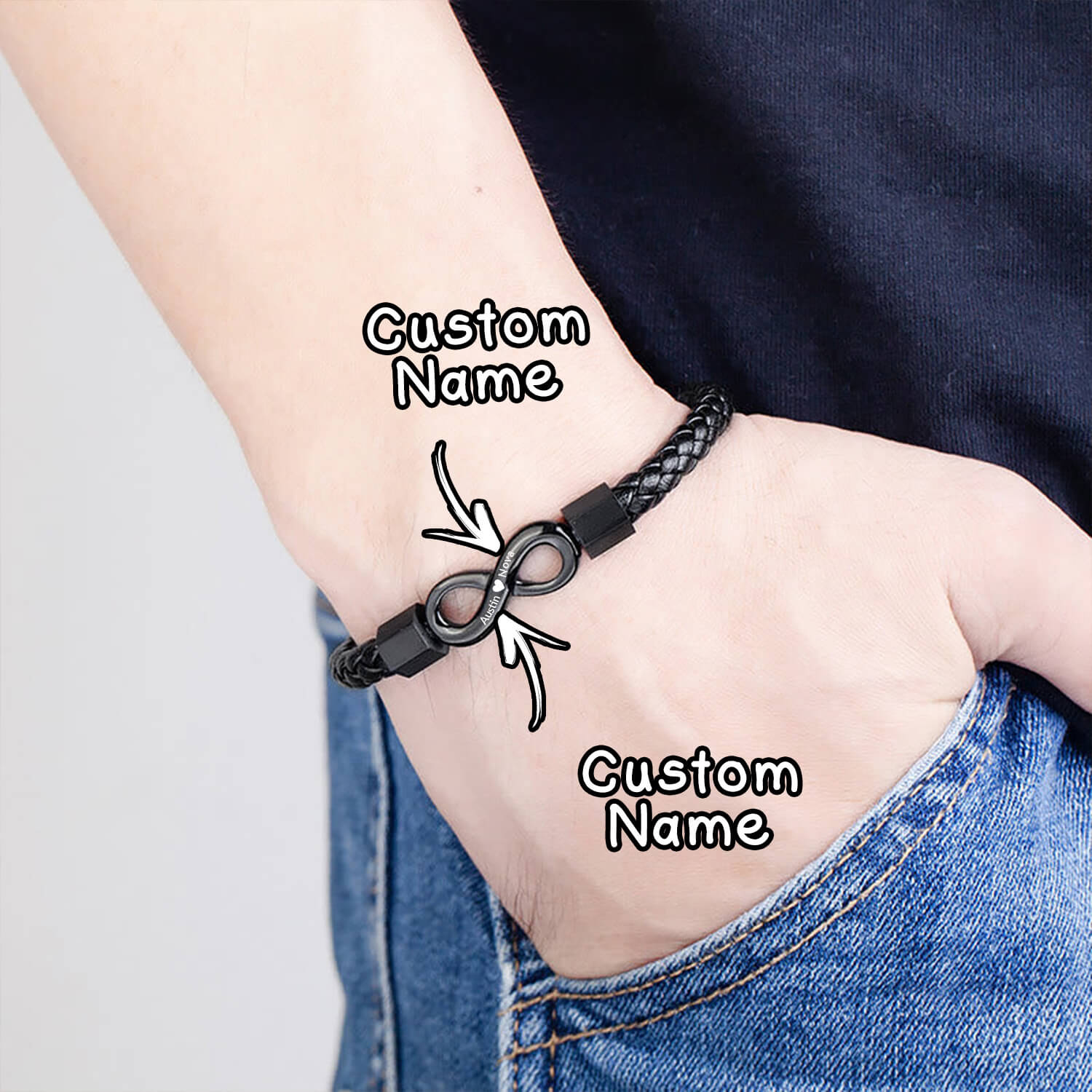 To My Love - I Love You Forever And Always - Infinity Leather Bracelet