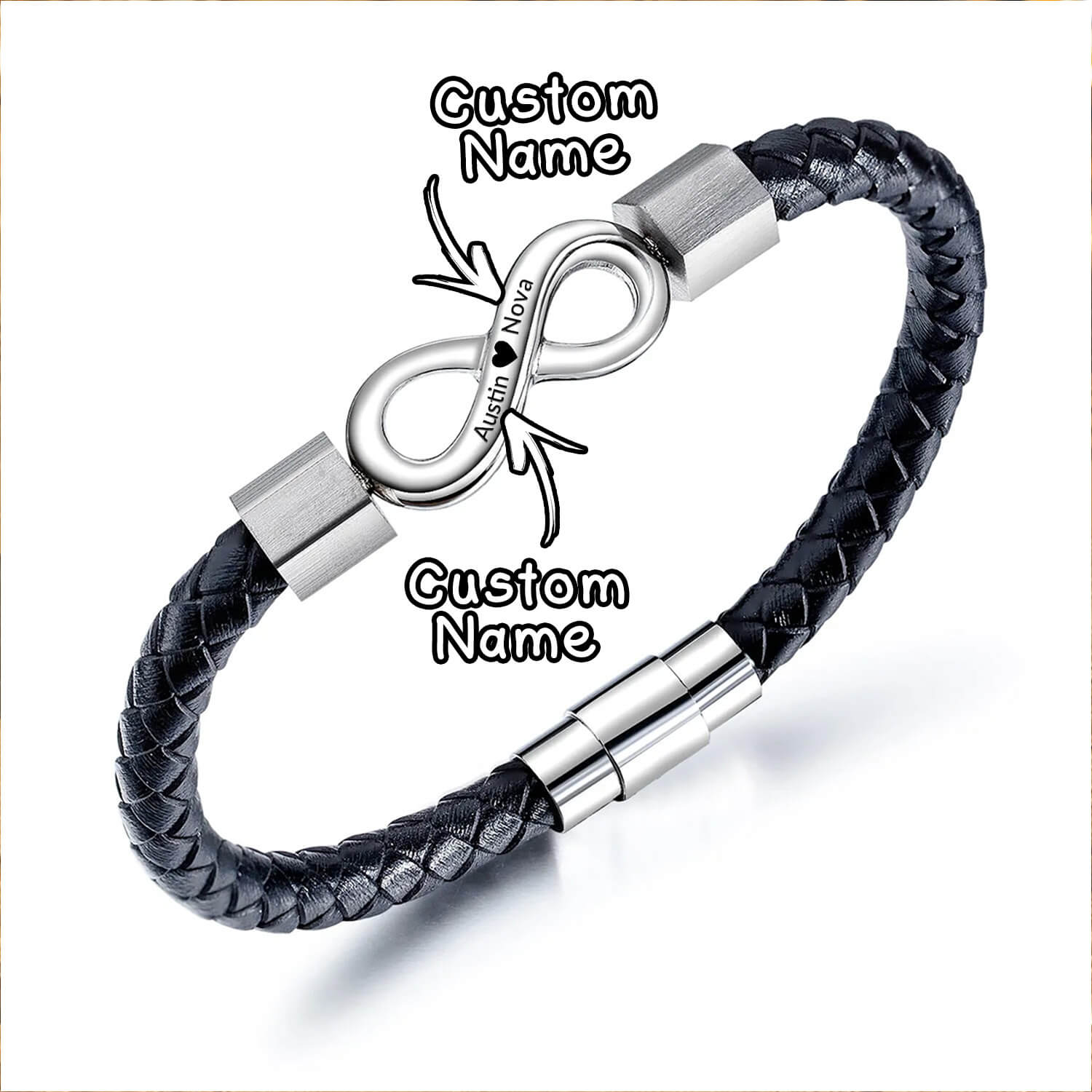 To My Love - I Love You Forever And Always - Infinity Leather Bracelet