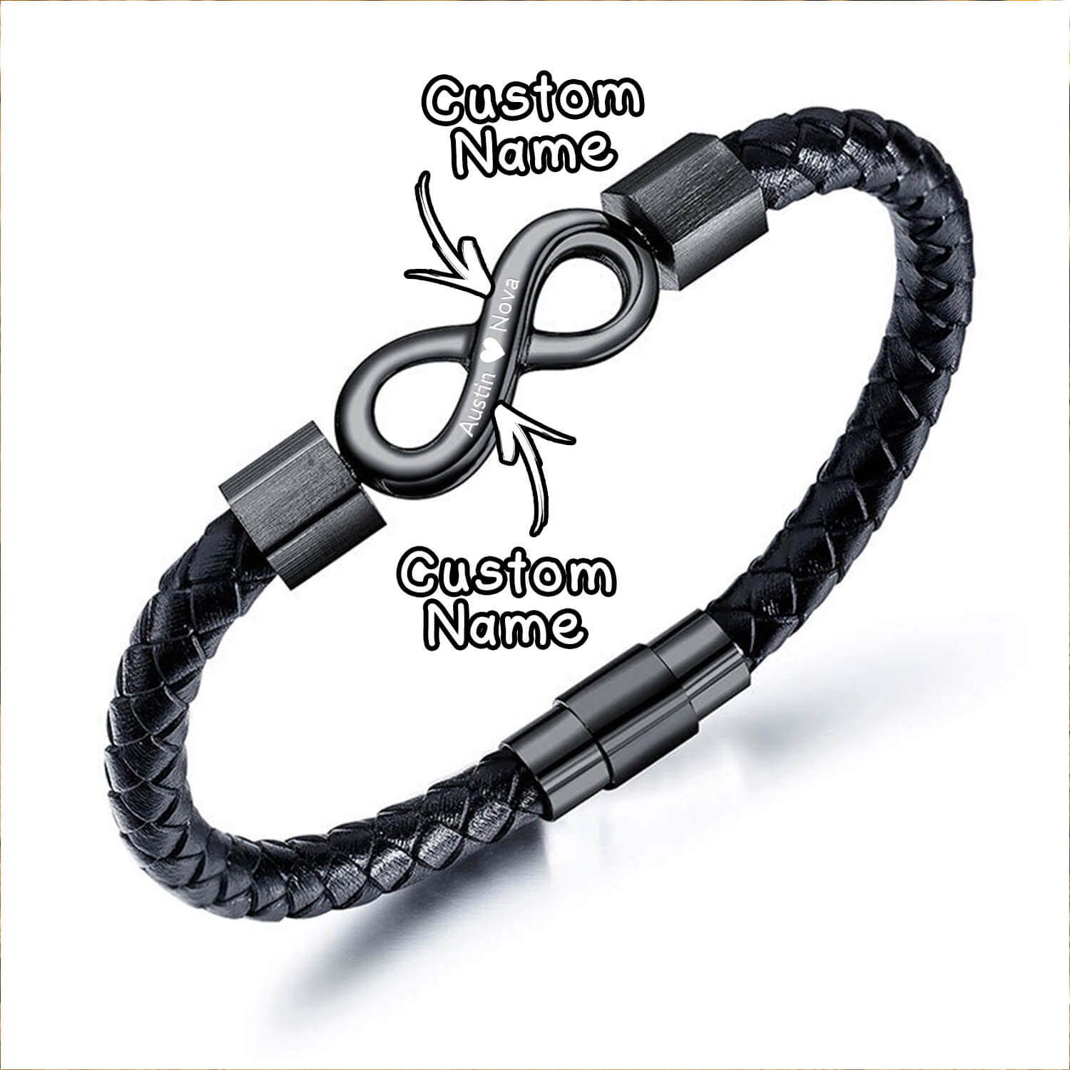 To My Love - I Love You Forever And Always - Infinity Leather Bracelet