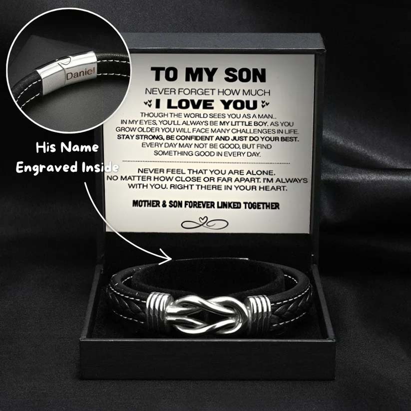 Forever Linked Together Braided Leather Bracelet - To My Love