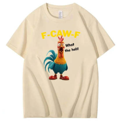 F-Caw-F What The Heli Crazy Chicken Pattern T-Shirt