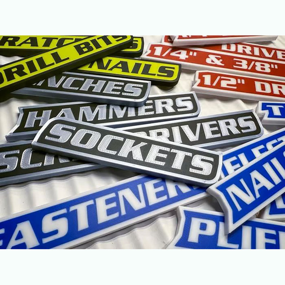 Premium Magnetic Toolbox Labels for Tool Organization - 12 Pack of High Quality 3D Printed Magnets