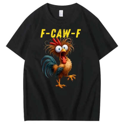 F-Caw-F Crazy Chicken Pattern T-Shirt