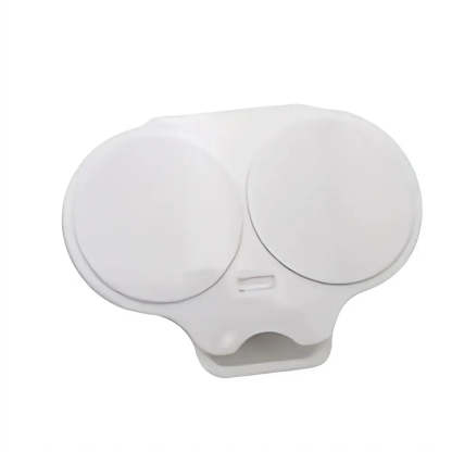White plastic dual circular device cover with a small rectangular slot in the center, shown on a plain white background.