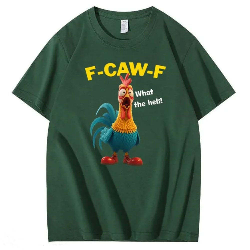 F-Caw-F What The Heli Crazy Chicken Pattern T-Shirt