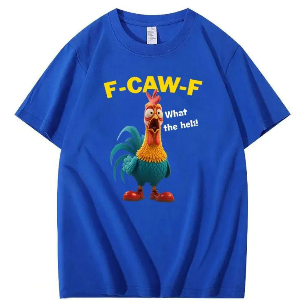 F-Caw-F What The Heli Crazy Chicken Pattern T-Shirt