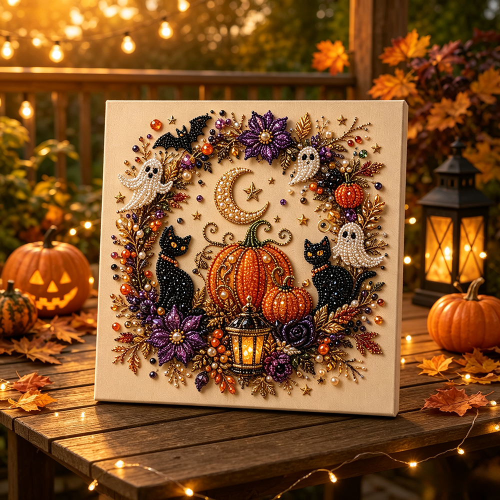 Halloween Pearl Art DIY Kit – Turn Tiny Pearls into Spooky-Cute Magic