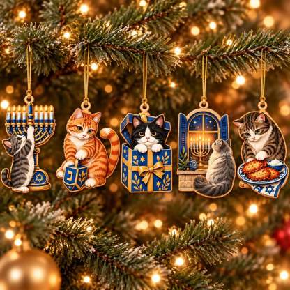 Cat-themed ornament for Jewish holiday decor