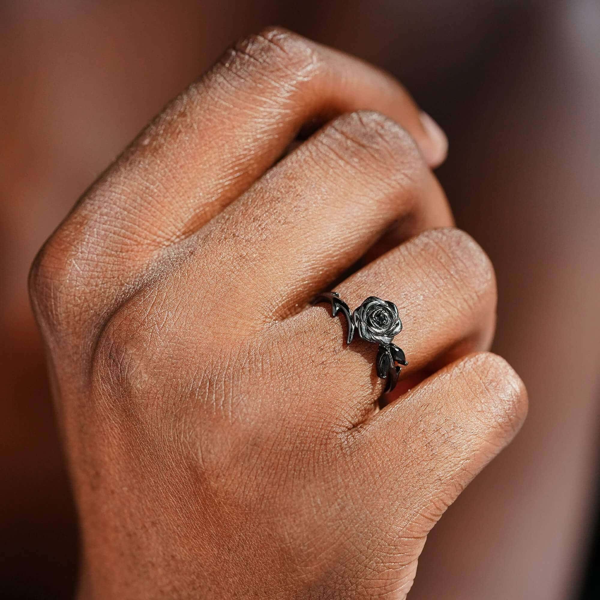 Strong As F*ck Black Rose Self-Love Ring - 925 Silver