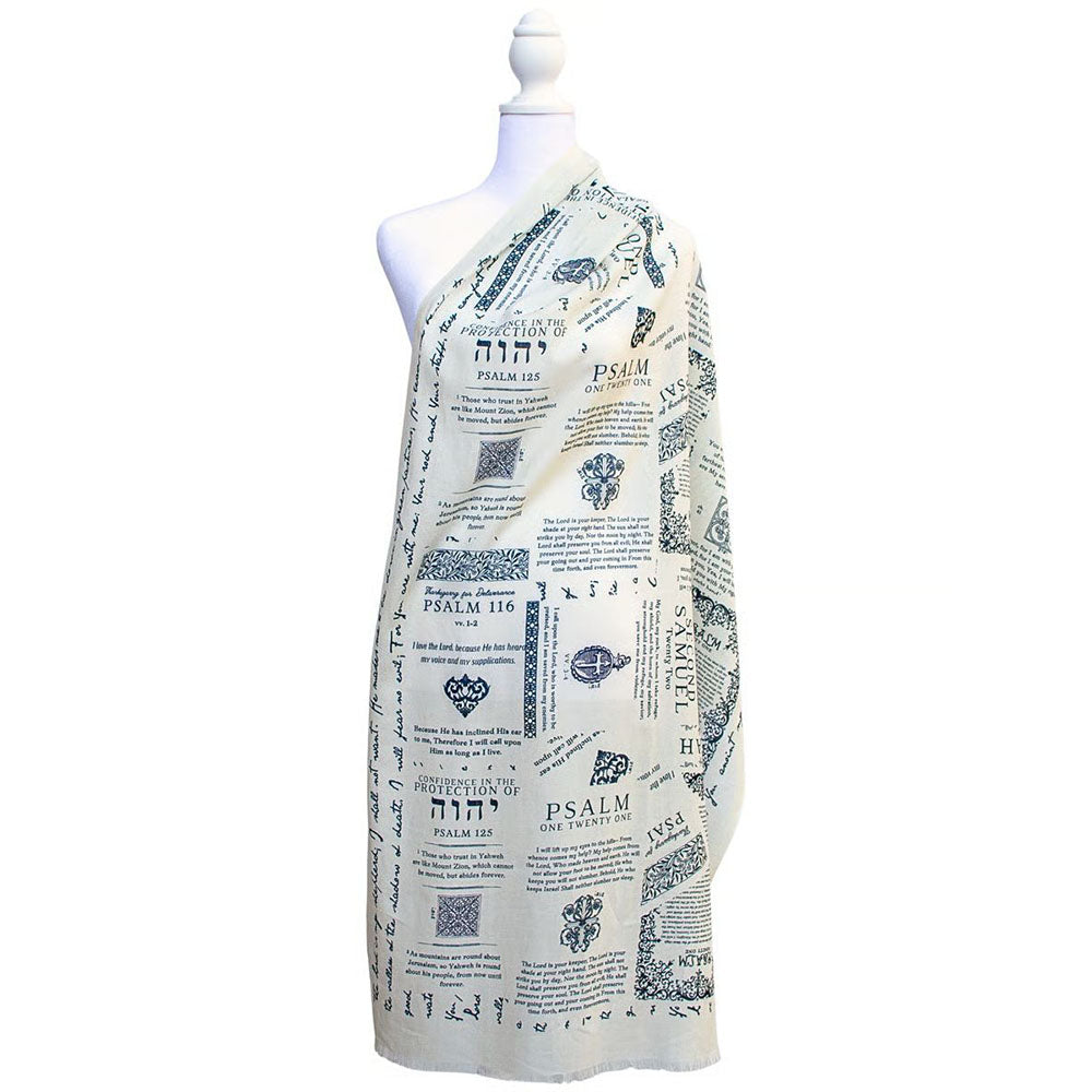 Handcrafted Christian Prayer Shawl - Protection Bible Verse Scarf, Yeshua Scripture Wrap