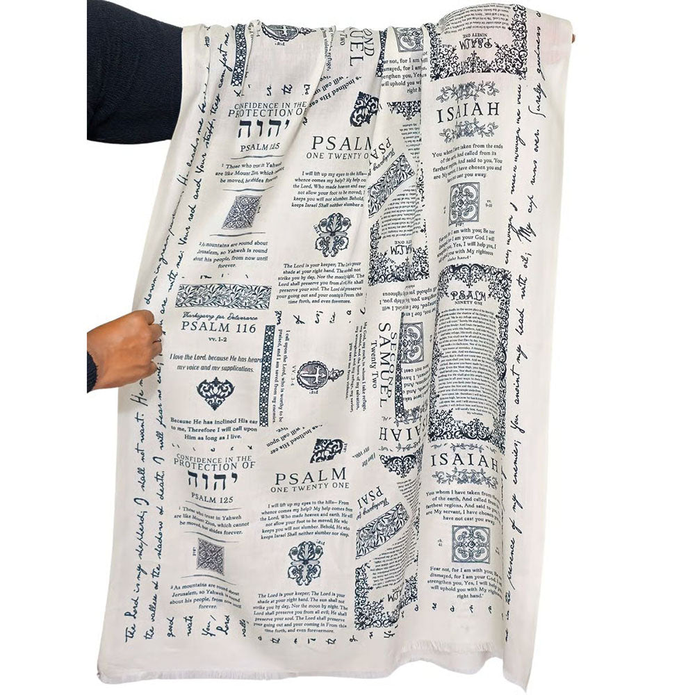 Handcrafted Christian Prayer Shawl - Protection Bible Verse Scarf, Yeshua Scripture Wrap