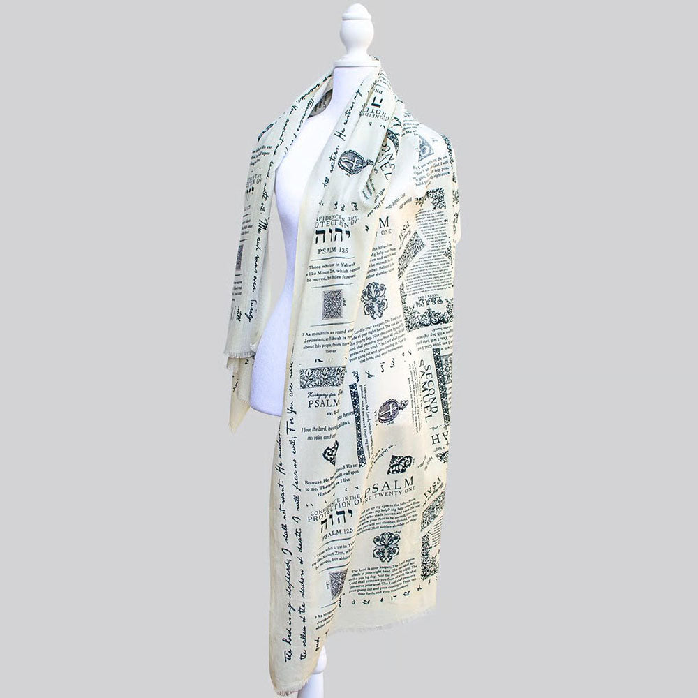 Handcrafted Christian Prayer Shawl - Protection Bible Verse Scarf, Yeshua Scripture Wrap
