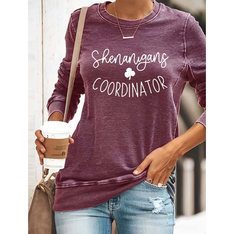 Women's Shenanigans Coordinator St. Patrick's Day Casual Long Sleeve Crewneck Sweatshirt