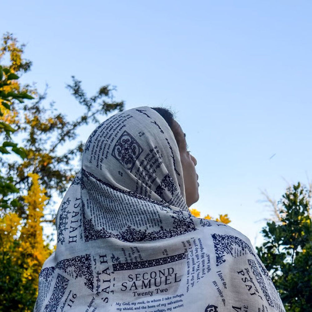 Handcrafted Christian Prayer Shawl - Protection Bible Verse Scarf, Yeshua Scripture Wrap