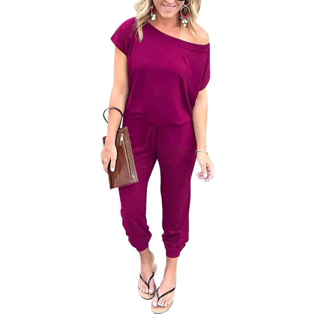 Plus Size Off-Shoulder Romper – Comfy Summer Jumpsuit