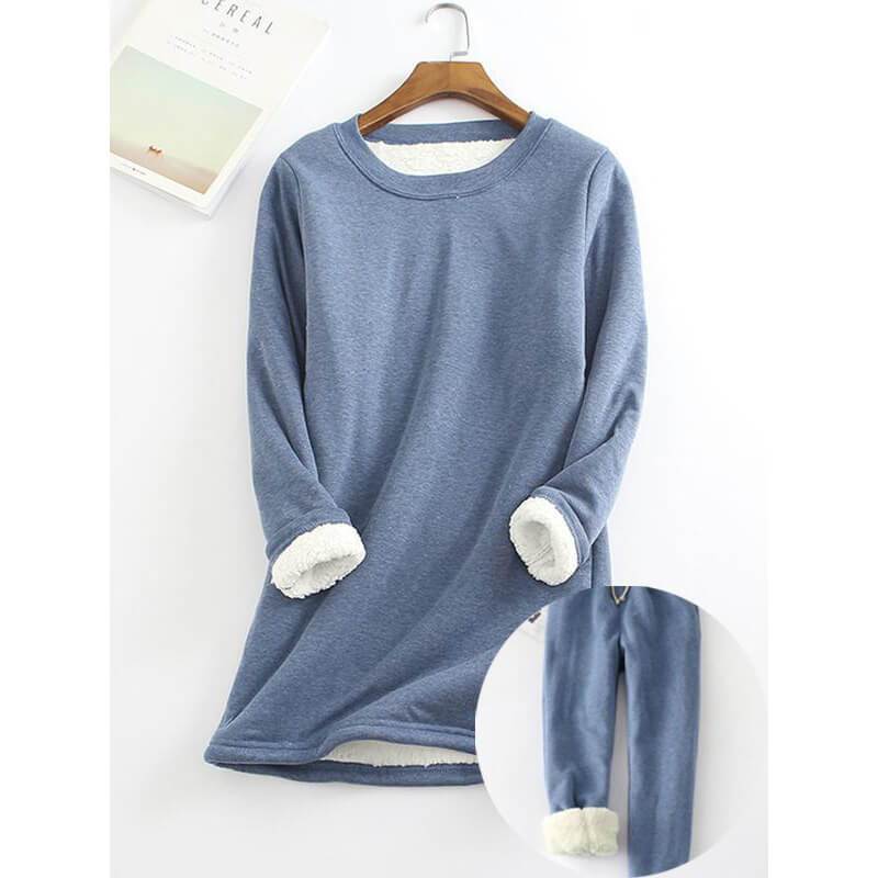 New Casual Cotton Round Neck Solid Sweatshirt & Pants Set