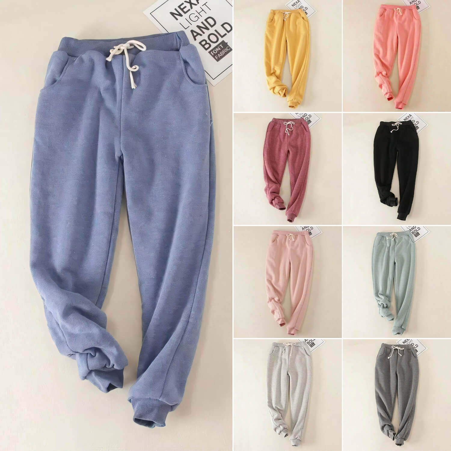 Warm Solid Cotton Pants