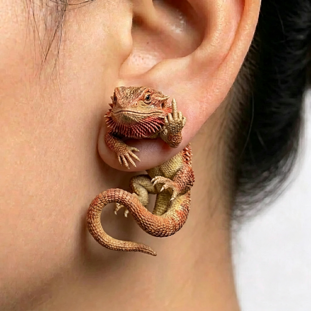 Funny 3D Animal Flipping The Bird Earrings
