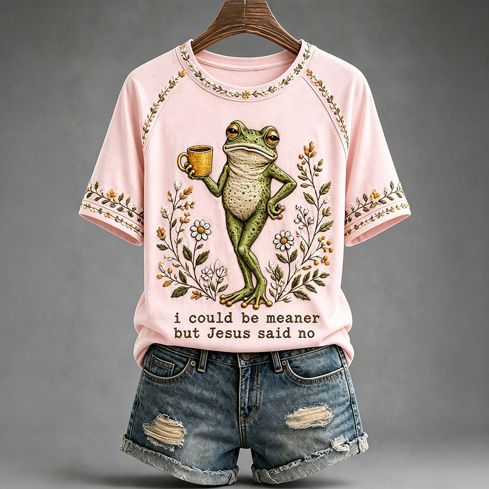 “I Could Be Meaner But Jesus Said No” Printed Casual T-Shirt