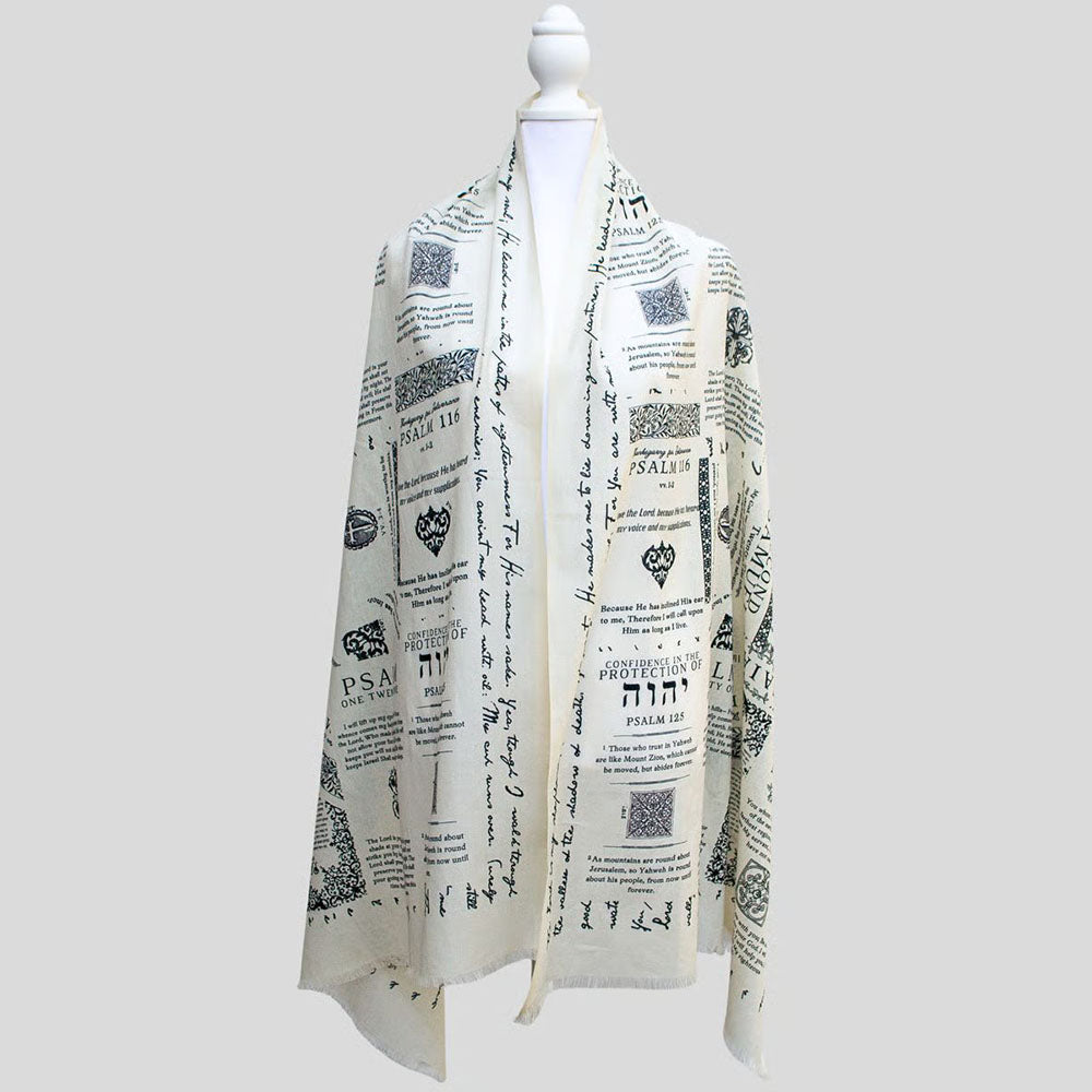 Handcrafted Christian Prayer Shawl - Protection Bible Verse Scarf, Yeshua Scripture Wrap