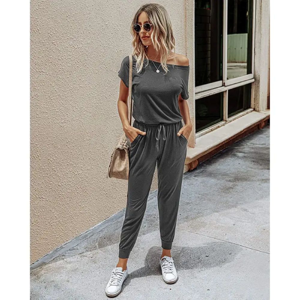 Plus Size Off-Shoulder Romper – Comfy Summer Jumpsuit