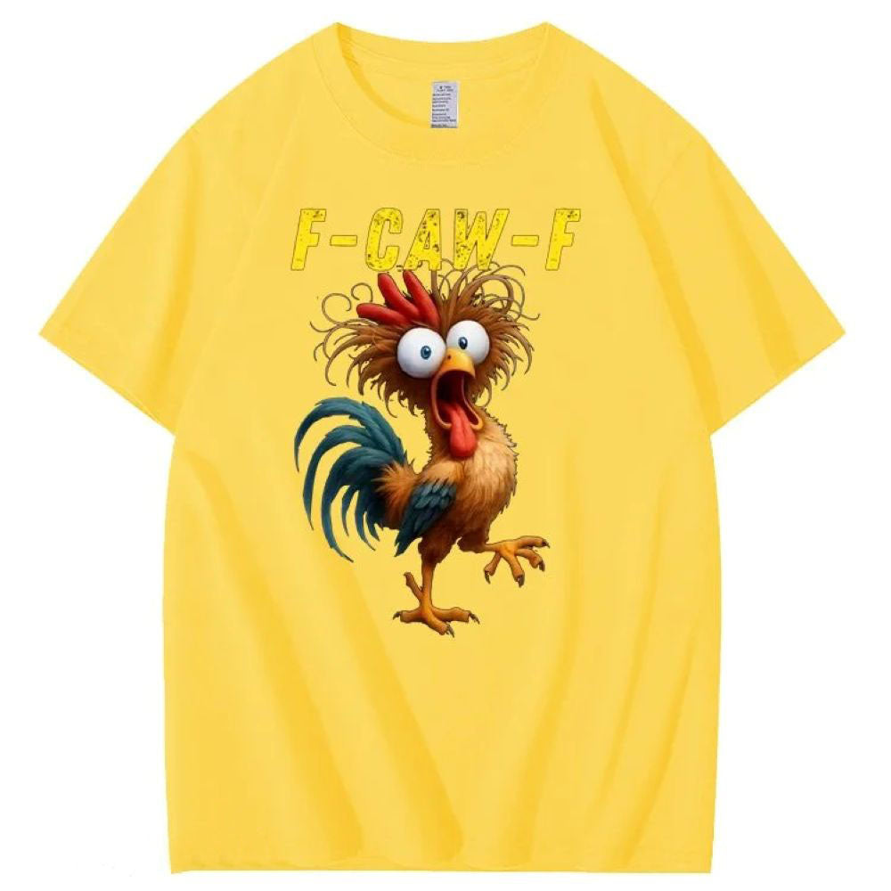 F-Caw-F Crazy Chicken Pattern T-Shirt