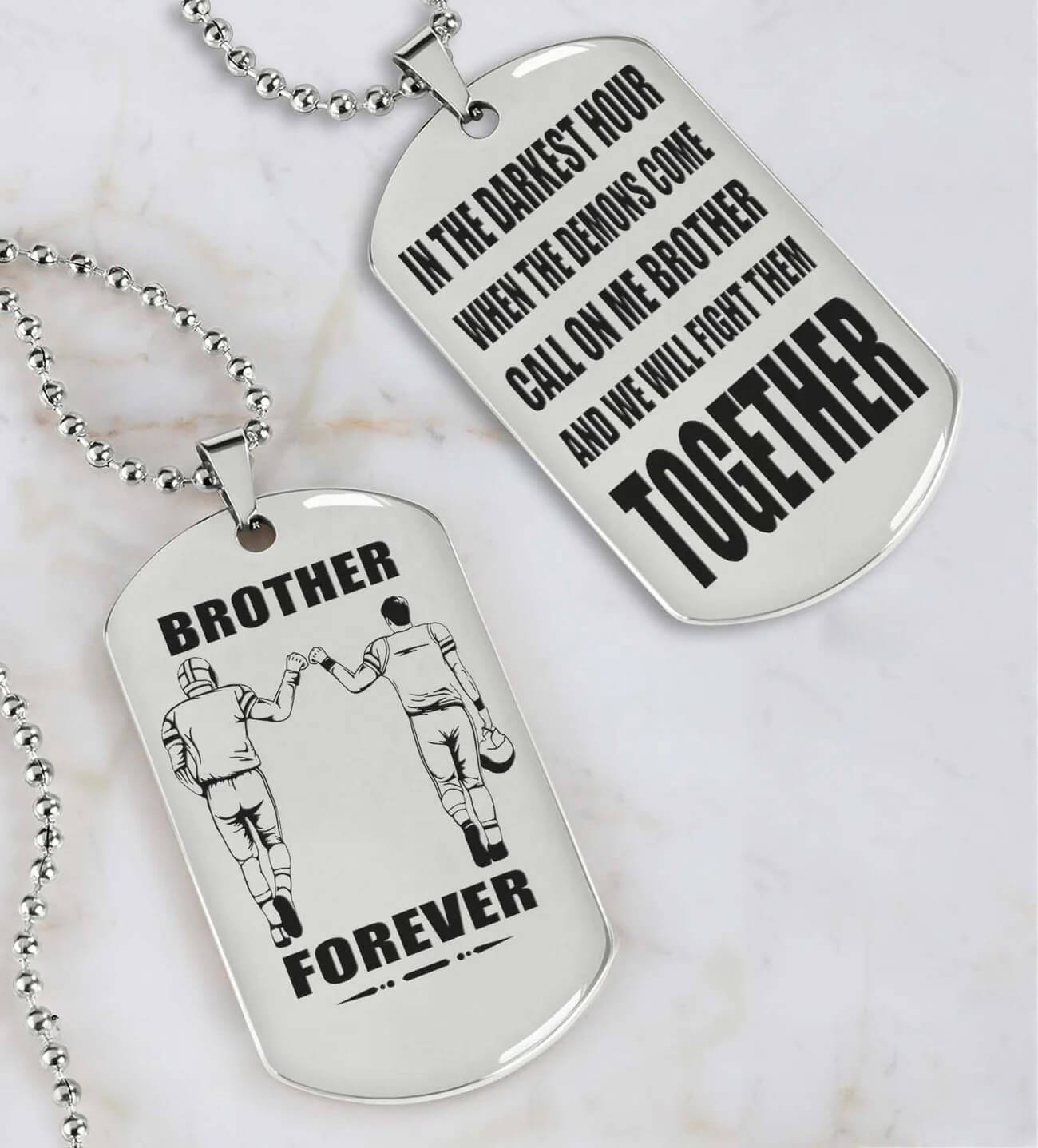 Viking Engraved Dog Tag - Double Sided Brother Forever Gift