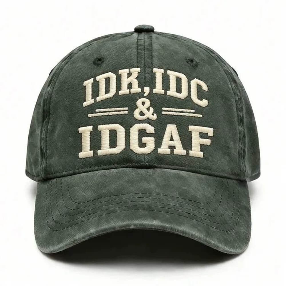 IDK IDC IDGAF - Vintage Washed Baseball Cap