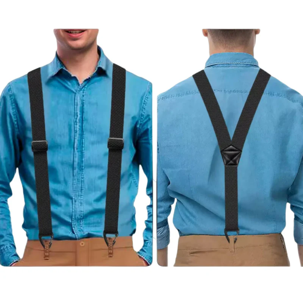 Men's Adjustable Suspenders - X-Back / Y-Back Styles with Hook Clips