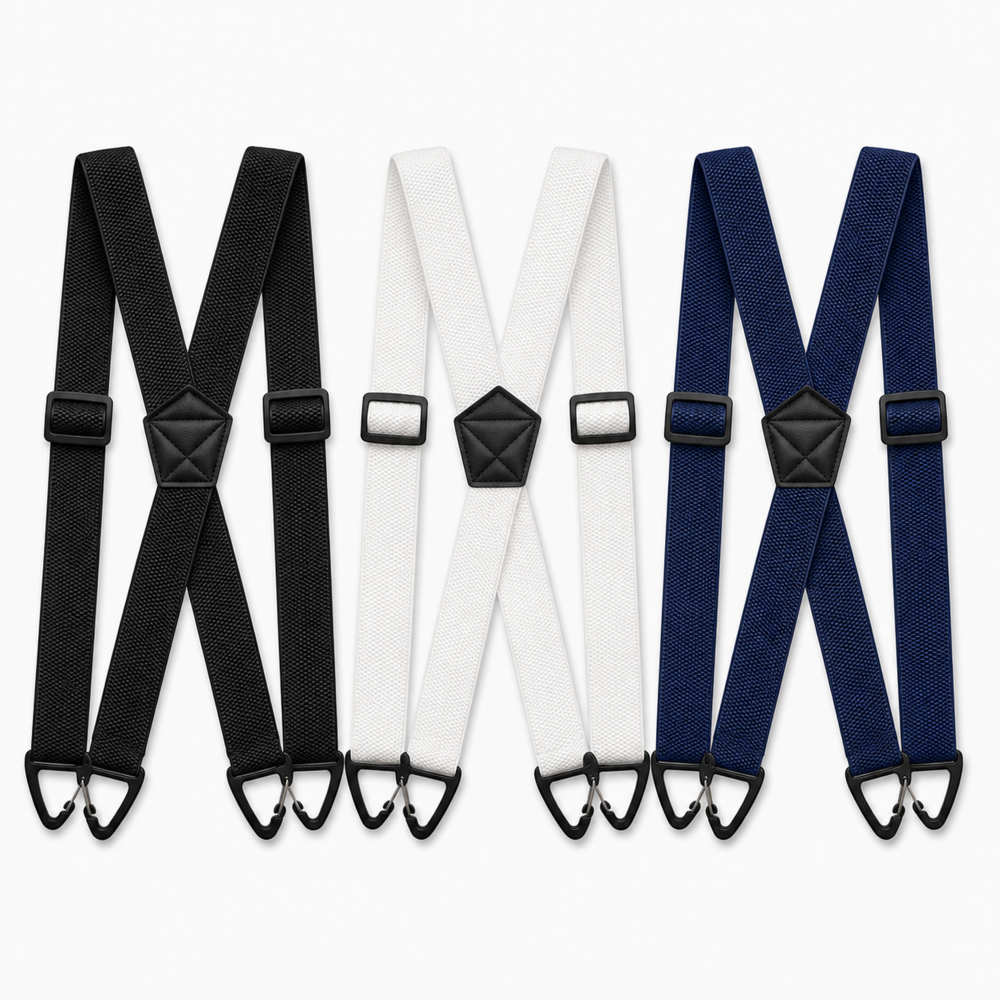Men's Adjustable Suspenders - X-Back / Y-Back Styles with Hook Clips
