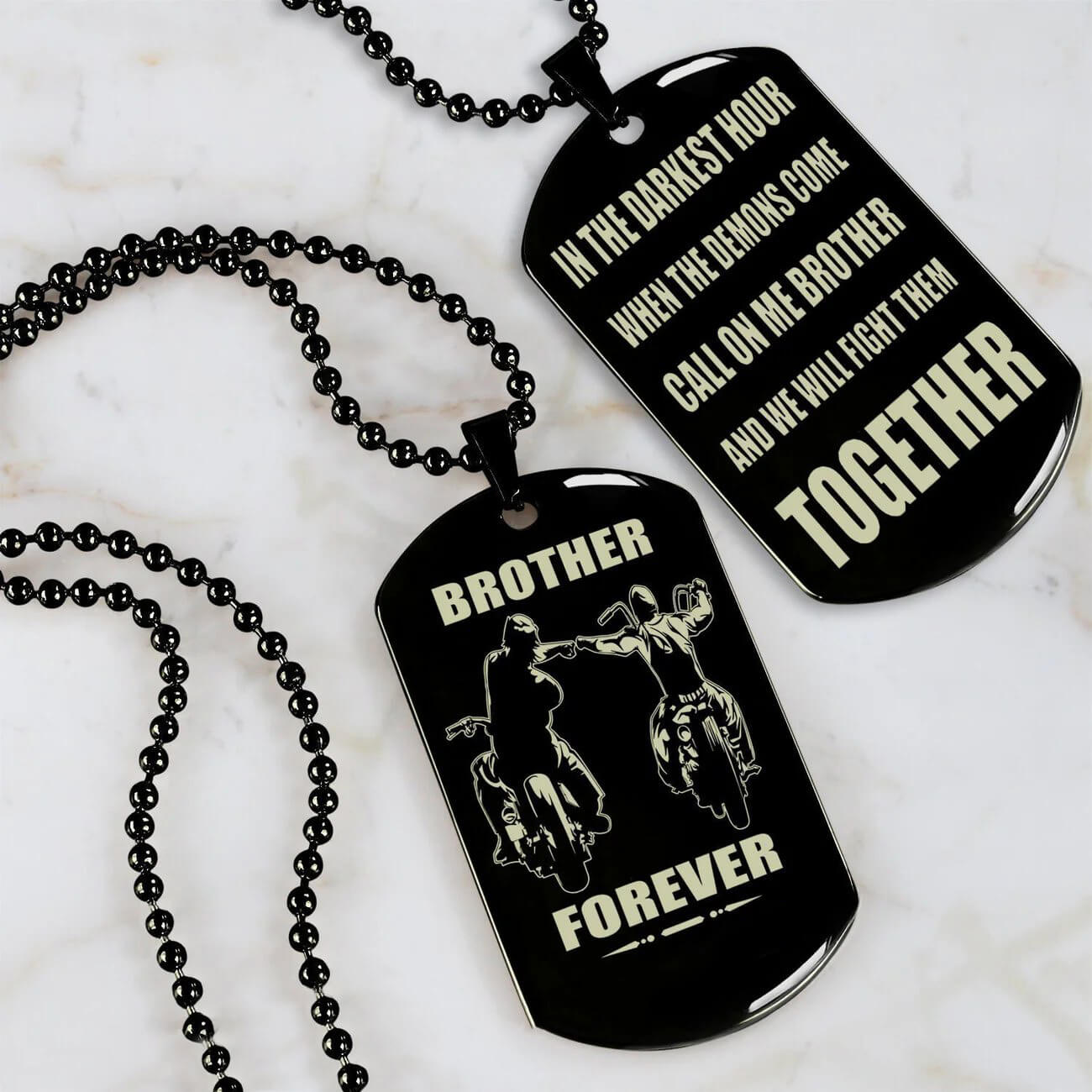 Viking Engraved Dog Tag - Double Sided Brother Forever Gift