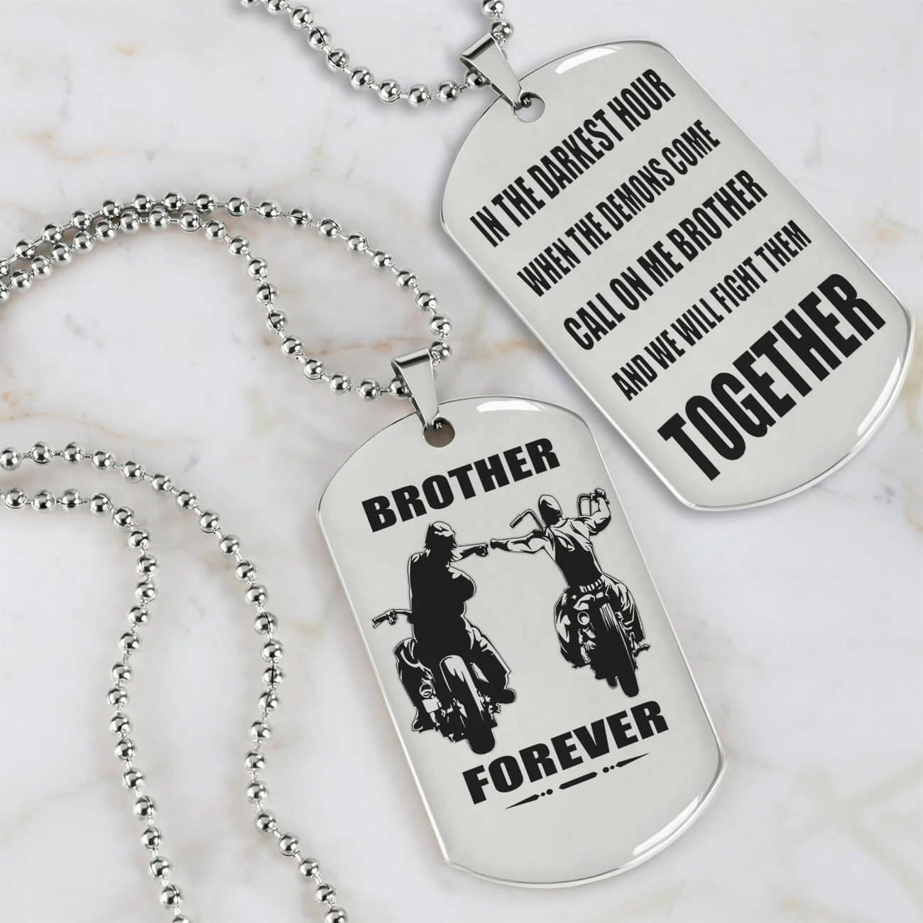 Viking Engraved Dog Tag - Double Sided Brother Forever Gift