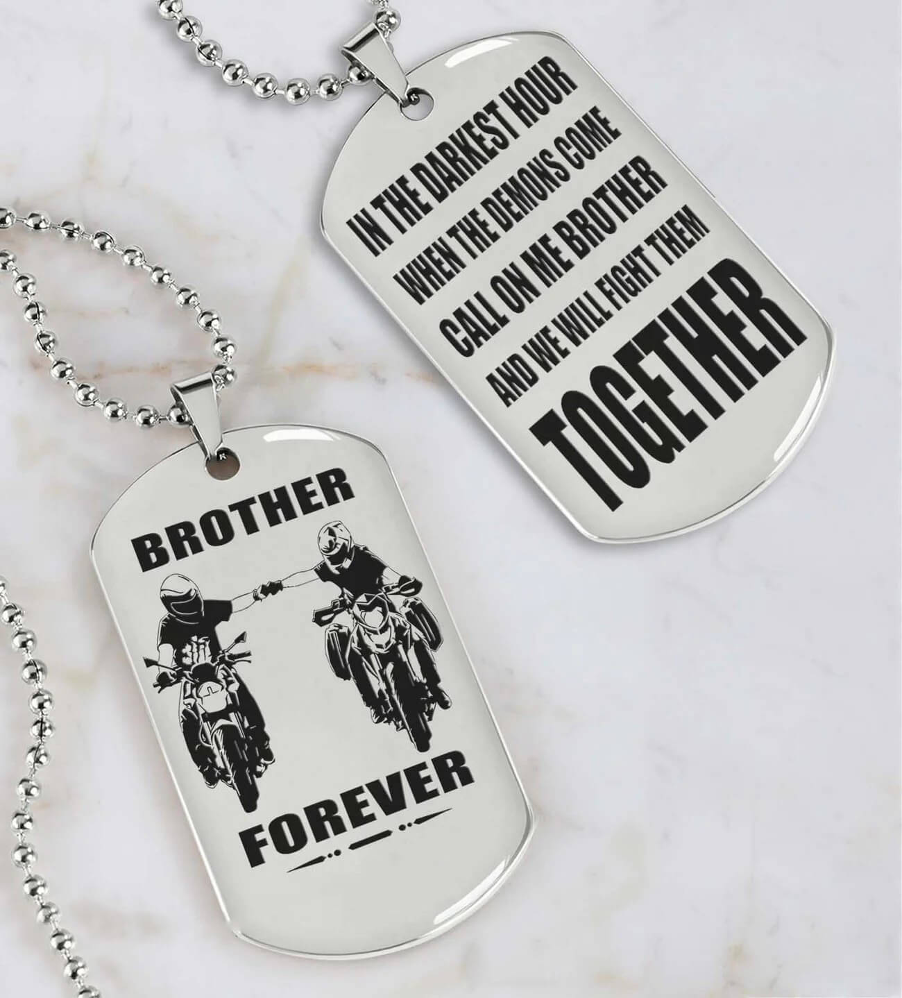 Viking Engraved Dog Tag - Double Sided Brother Forever Gift