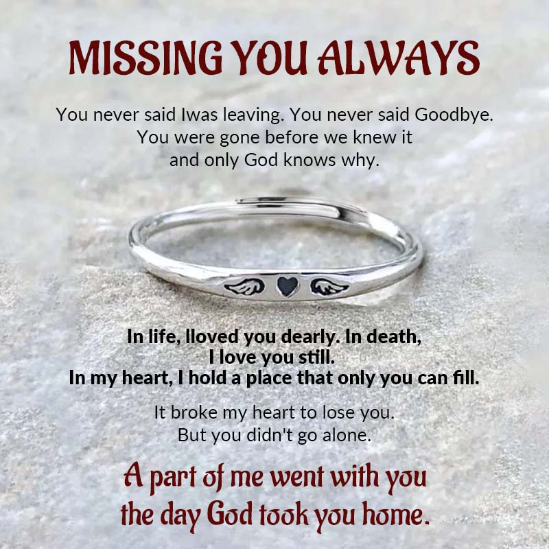 For Memorial - Tiny Heart With Wings Ring