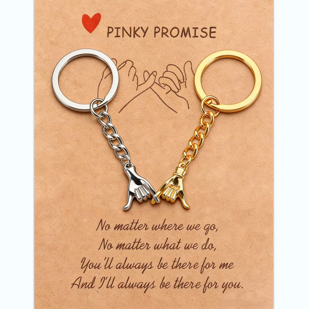 2pcs Pinky Promise Keychains - Matching Gifts for Him, Her, Best Friend or Family