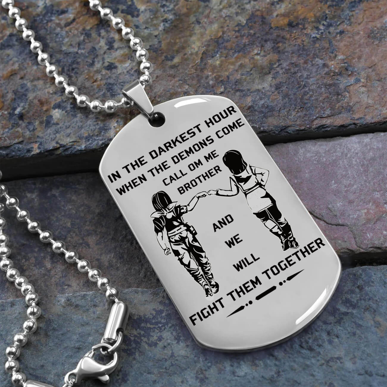 Viking Engraved Dog Tag - Double Sided Brother Forever Gift