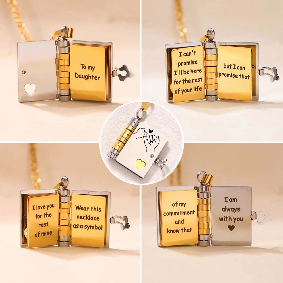 For Daughter - I'm Always With You Book Necklace