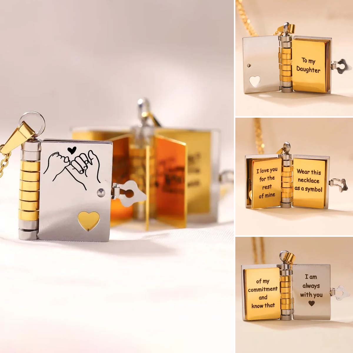 For Daughter - I'm Always With You Book Necklace