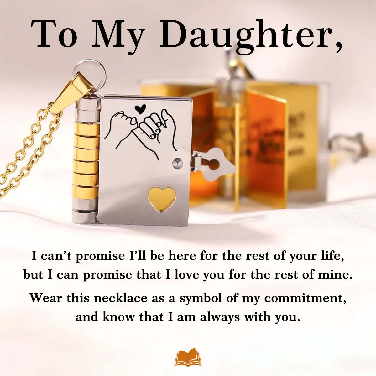 For Daughter - I'm Always With You Book Necklace