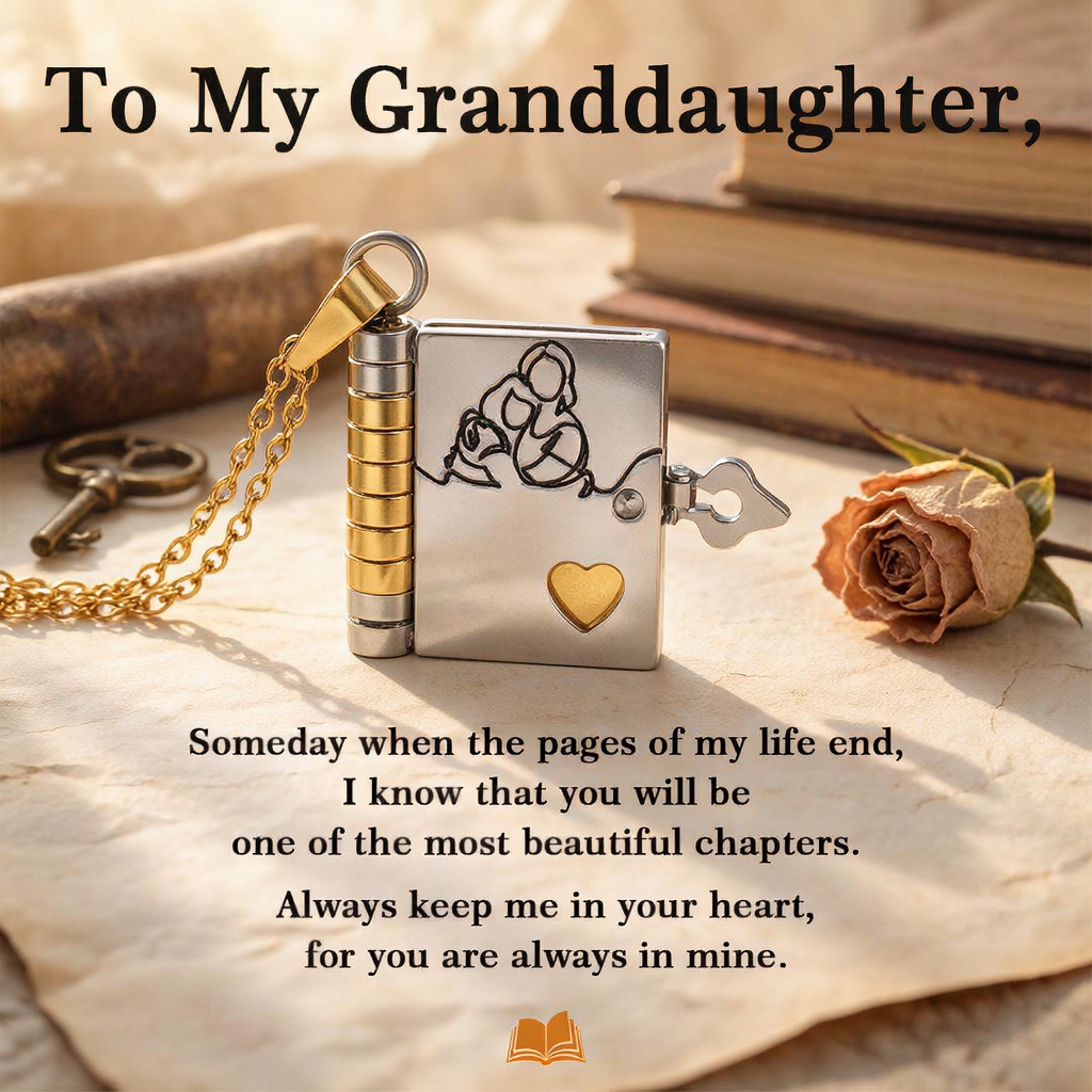 For Granddaughter - The Most Beautiful Chapter - Mini Book Message Necklace