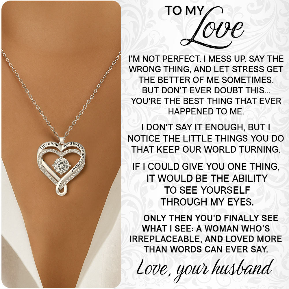 Engraved Heart Necklace for Wife - S925