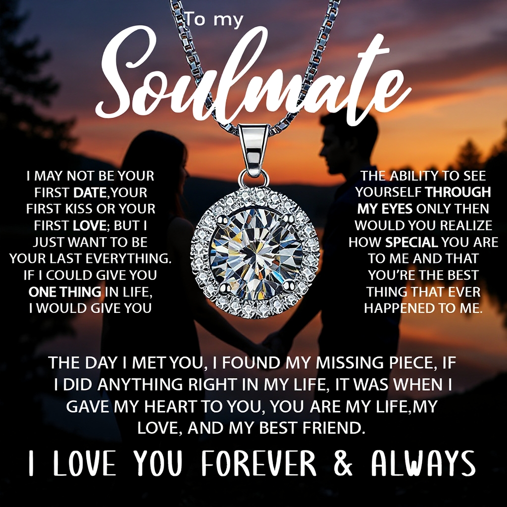 To My Soulmate - "My Life, Love & Best Friend" Sparkling Pendant Set