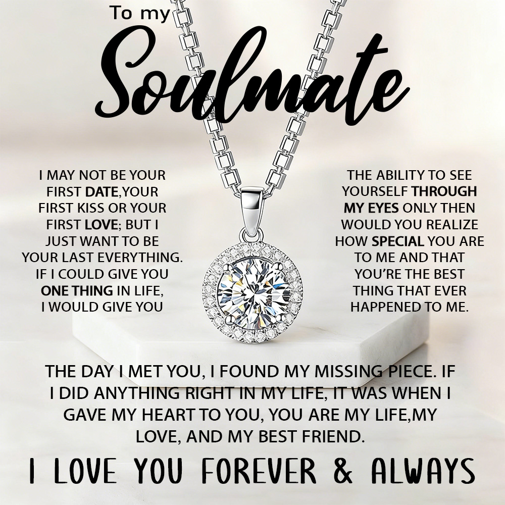 To My Soulmate - "My Life, Love & Best Friend" Sparkling Pendant Set