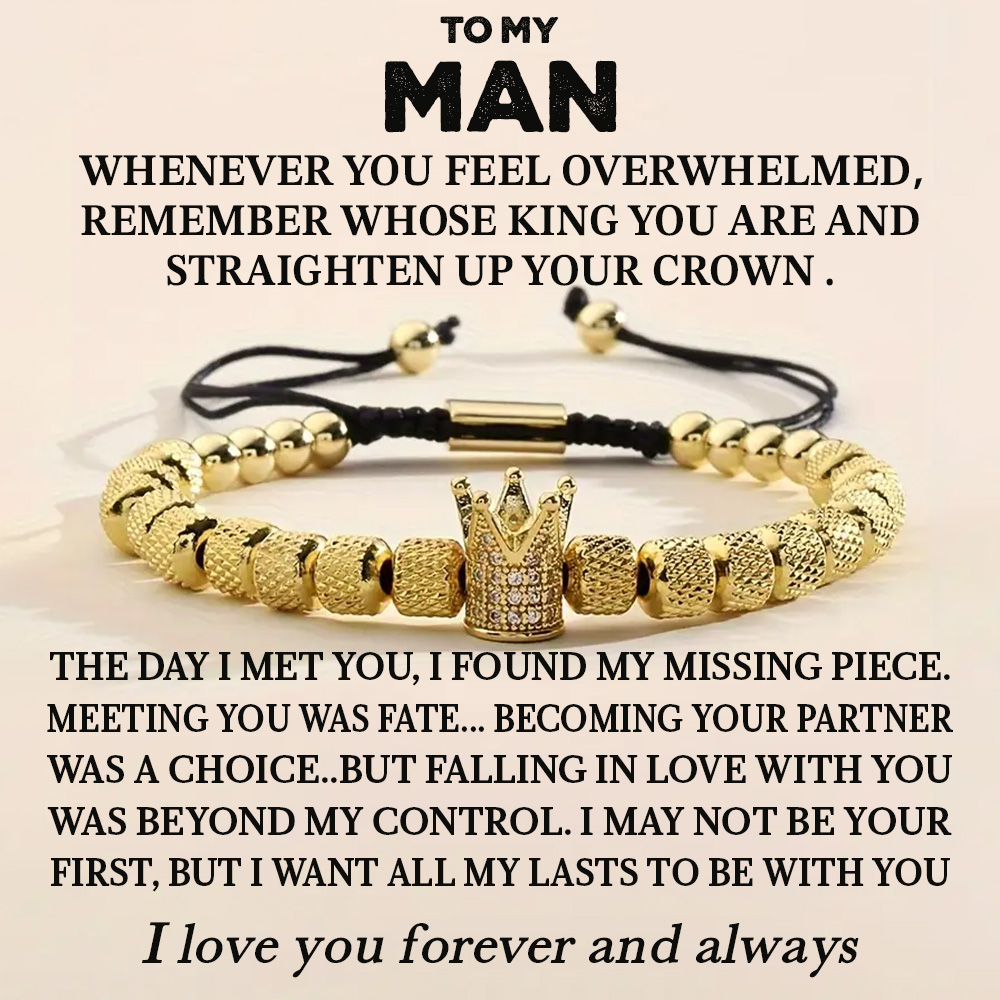 "To My Man - Straighten Your Crown" Bracelet Gift Set