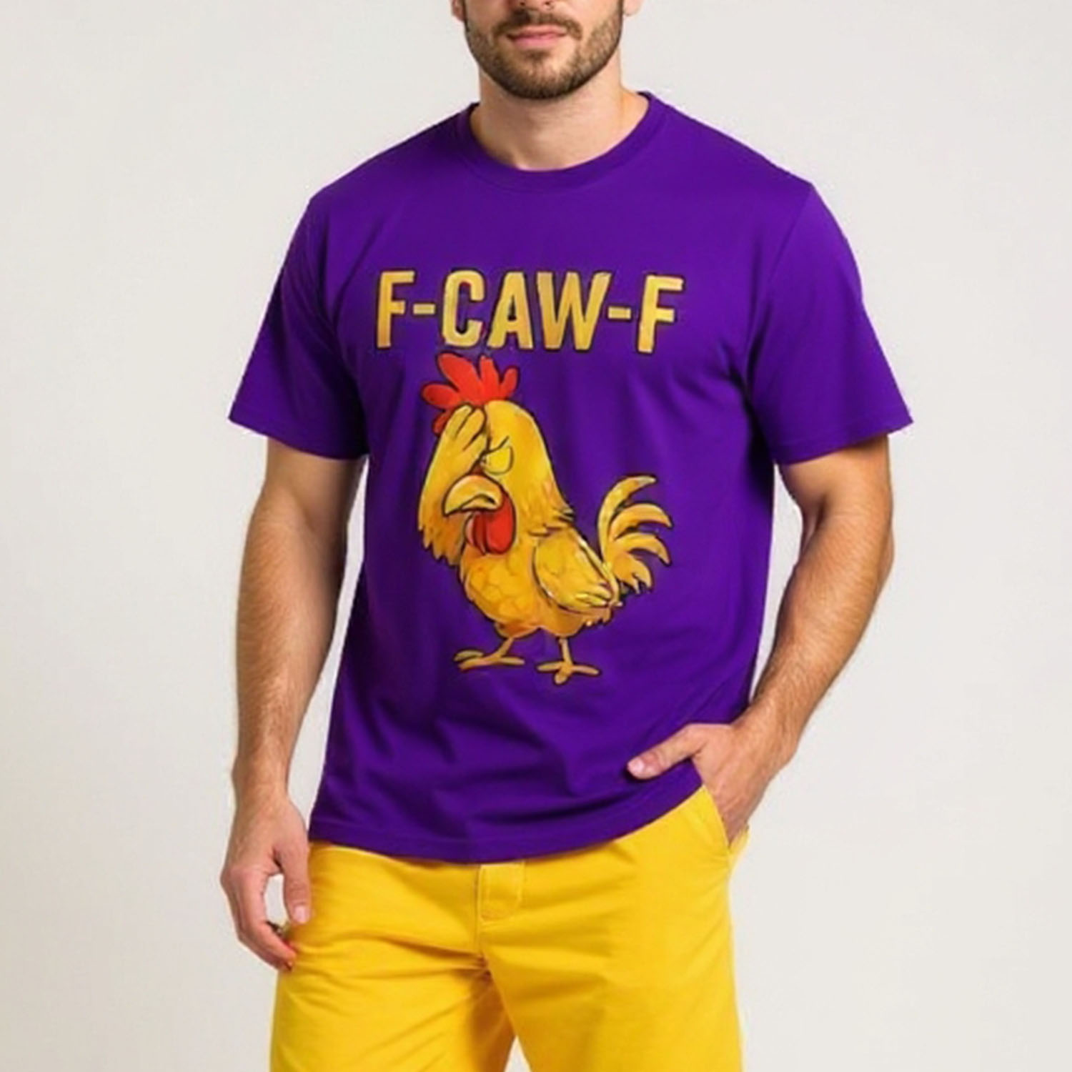 F-Caw-F Helpless Chicken Pattern T-Shirt