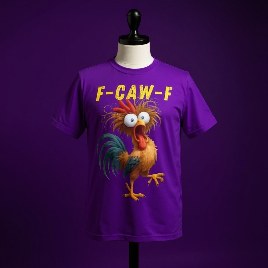 F-Caw-F Crazy Chicken Pattern T-Shirt