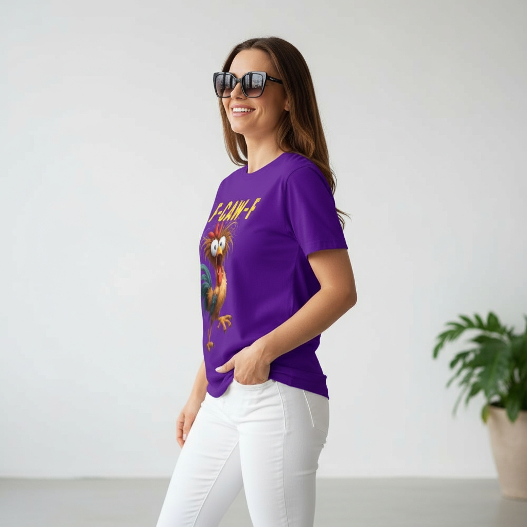 F-Caw-F Crazy Chicken Pattern T-Shirt