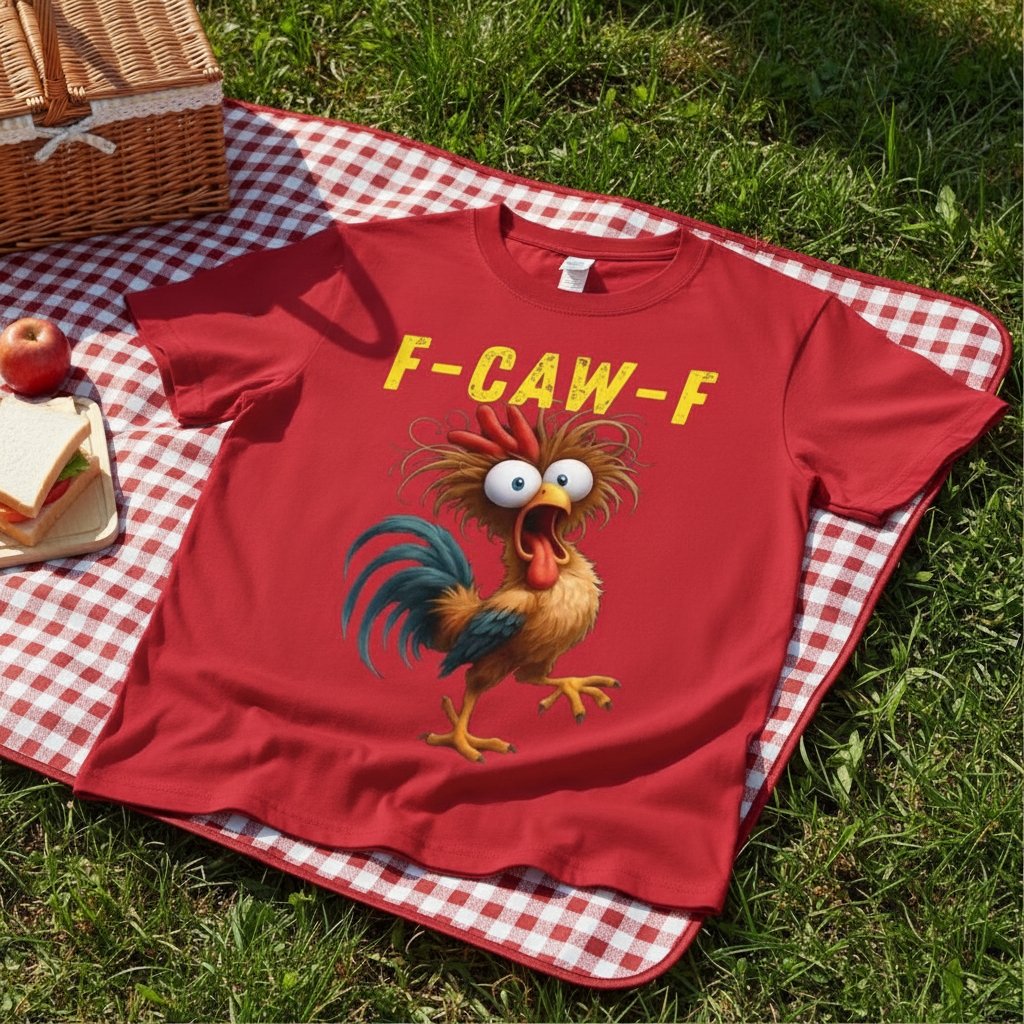 F-Caw-F Crazy Chicken Pattern T-Shirt