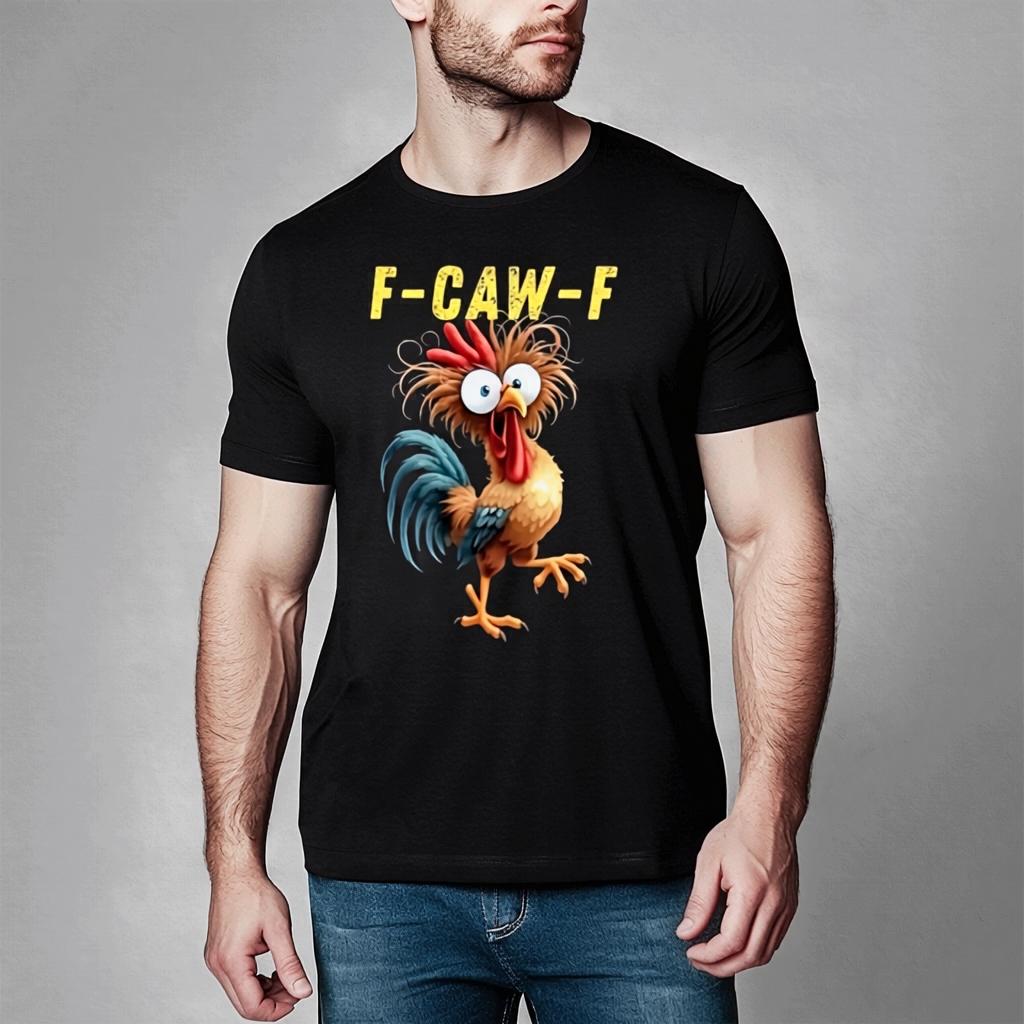 F-Caw-F Crazy Chicken Pattern T-Shirt