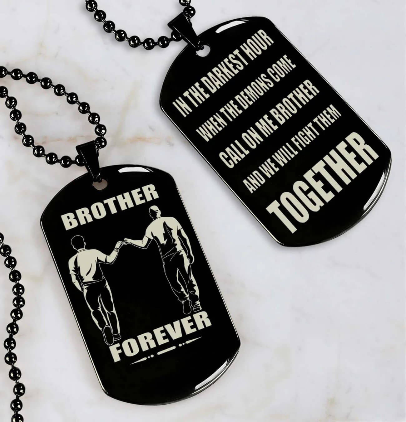 Viking Engraved Dog Tag - Double Sided Brother Forever Gift